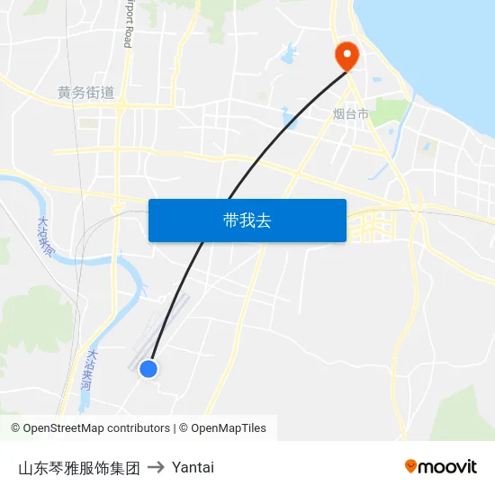 山东琴雅服饰集团 to Yantai map