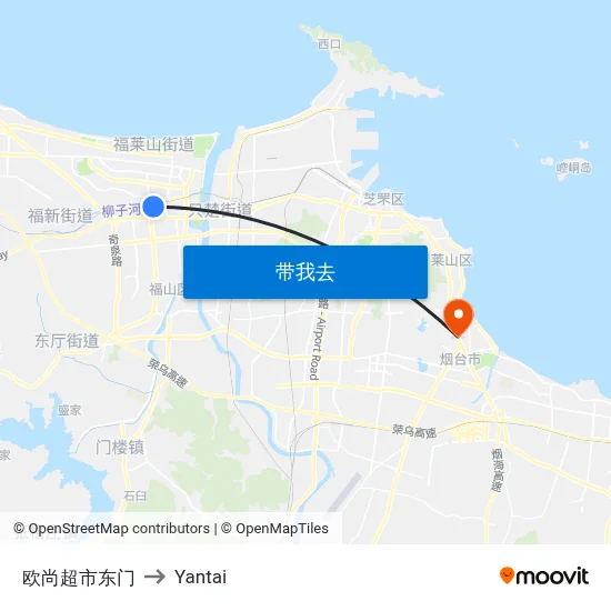 欧尚超市东门 to Yantai map