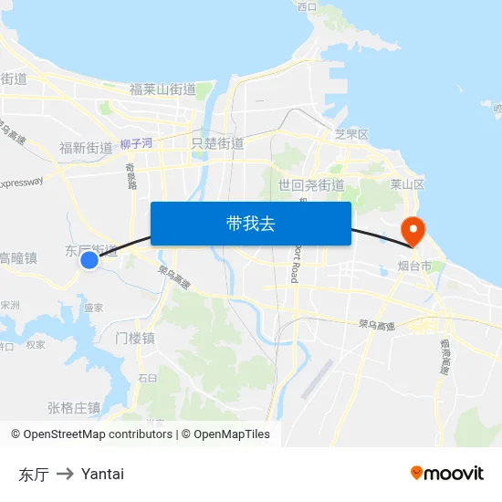 东厅 to Yantai map