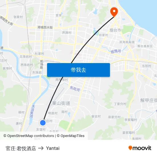 官庄·君悦酒店 to Yantai map