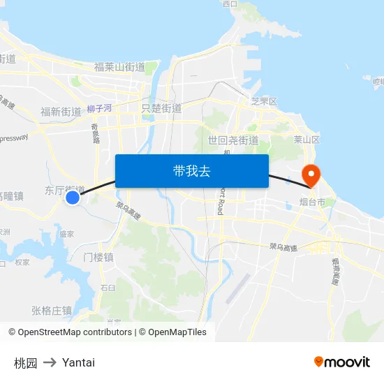 桃园 to Yantai map