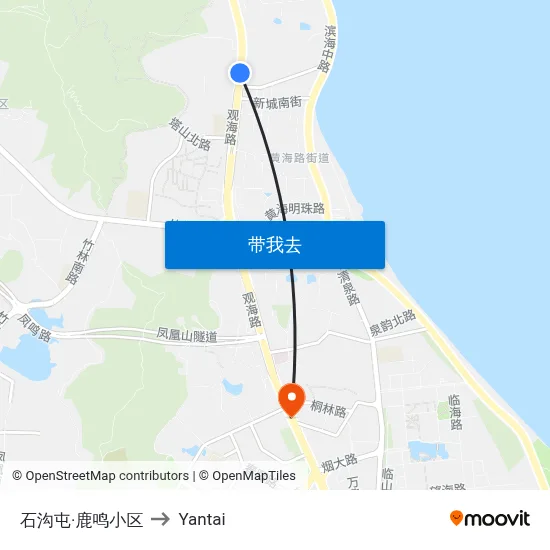 石沟屯·鹿鸣小区 to Yantai map