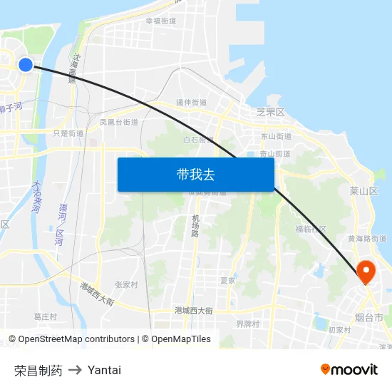 荣昌制药 to Yantai map