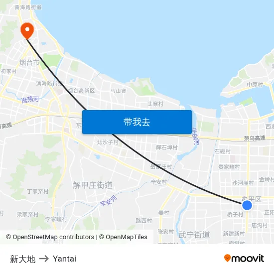 新大地 to Yantai map