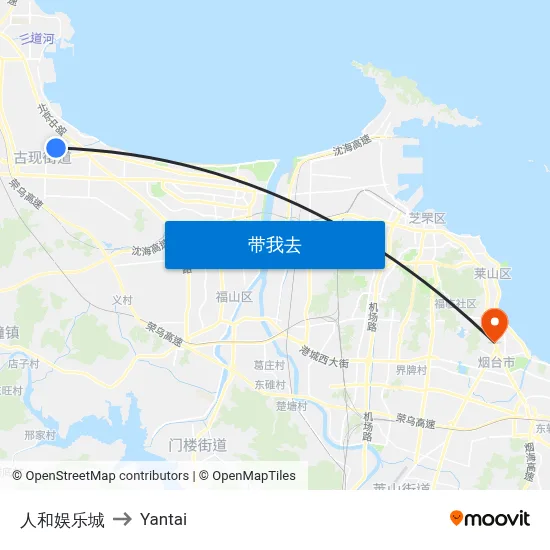 人和娱乐城 to Yantai map