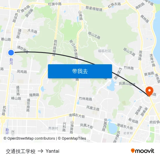 交通技工学校 to Yantai map
