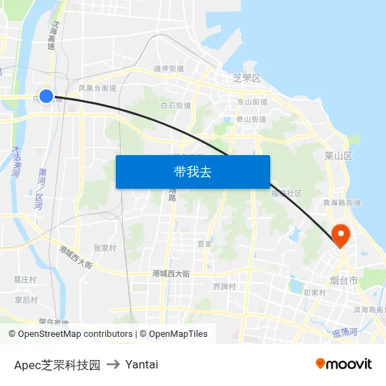 Apec芝罘科技园 to Yantai map