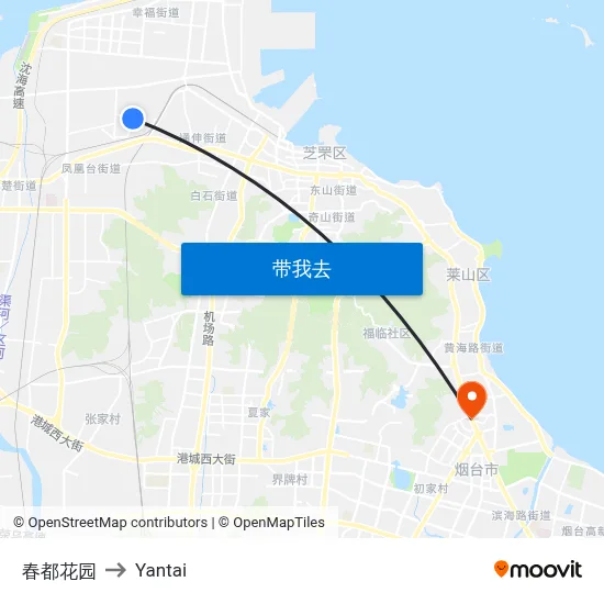 春都花园 to Yantai map