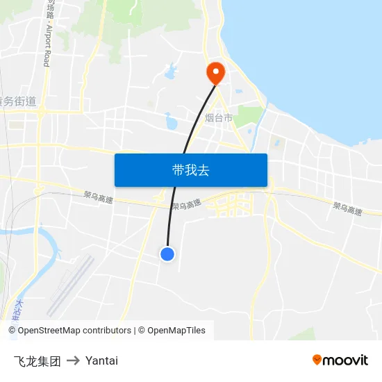 飞龙集团 to Yantai map