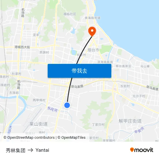 秀林集团 to Yantai map