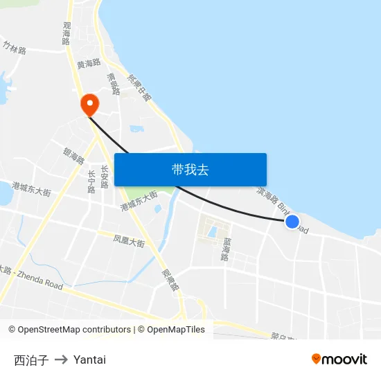 西泊子 to Yantai map