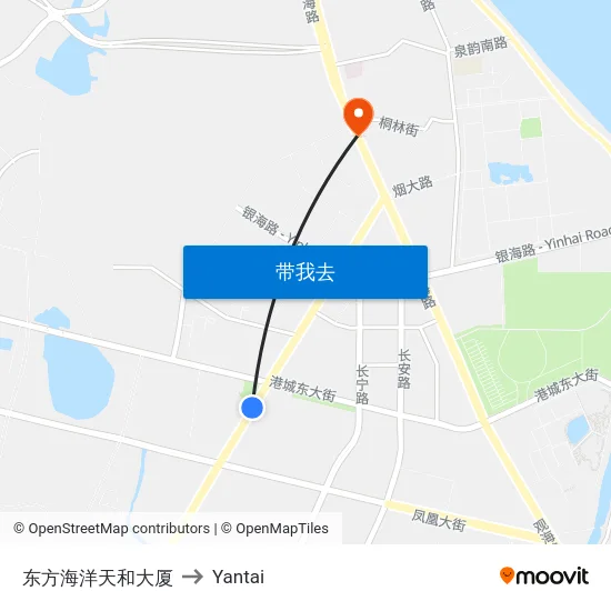 东方海洋天和大厦 to Yantai map