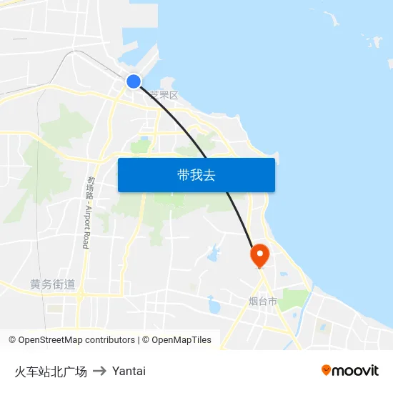 火车站北广场 to Yantai map