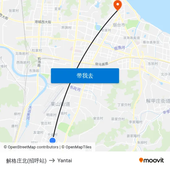 解格庄北(招呼站) to Yantai map
