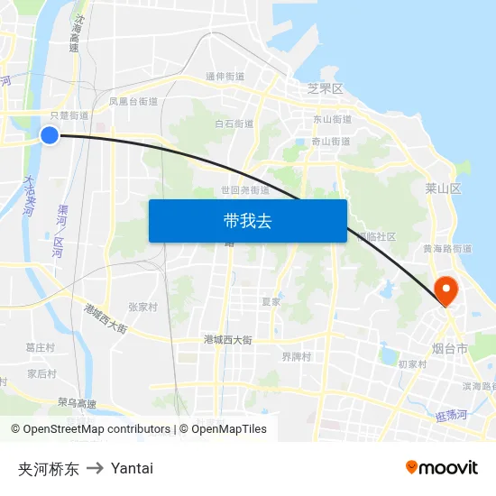 夹河桥东 to Yantai map