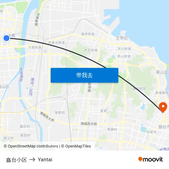 鑫台小区 to Yantai map