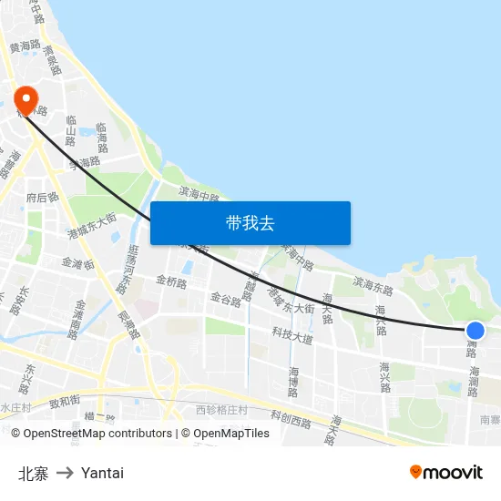 北寨 to Yantai map