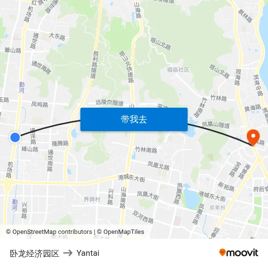 卧龙经济园区 to Yantai map
