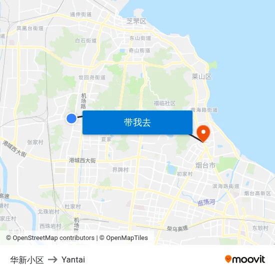 华新小区 to Yantai map