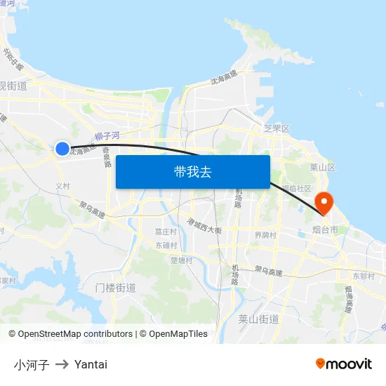 小河子 to Yantai map