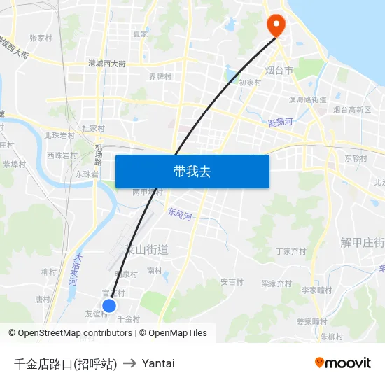 千金店路口(招呼站) to Yantai map