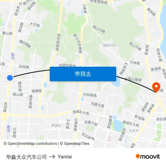 华鑫大众汽车公司 to Yantai map