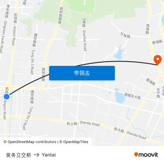 黄务立交桥 to Yantai map