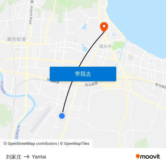 刘家庄 to Yantai map