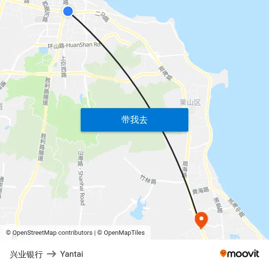 兴业银行 to Yantai map