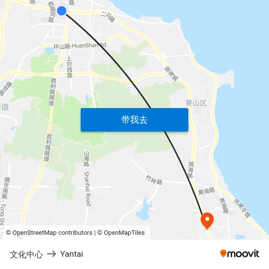 文化中心 to Yantai map
