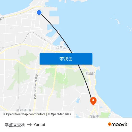 零点立交桥 to Yantai map