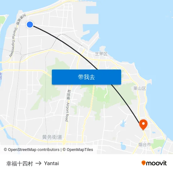 幸福十四村 to Yantai map