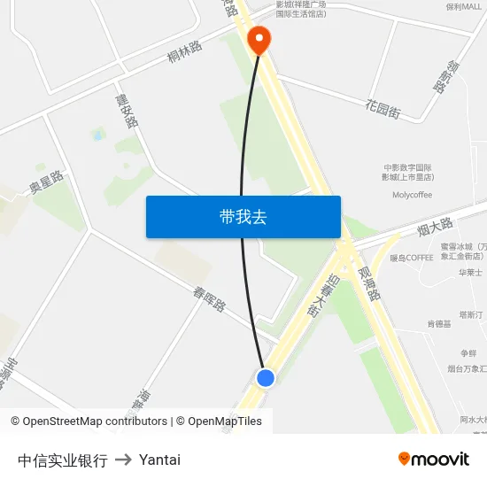 中信实业银行 to Yantai map