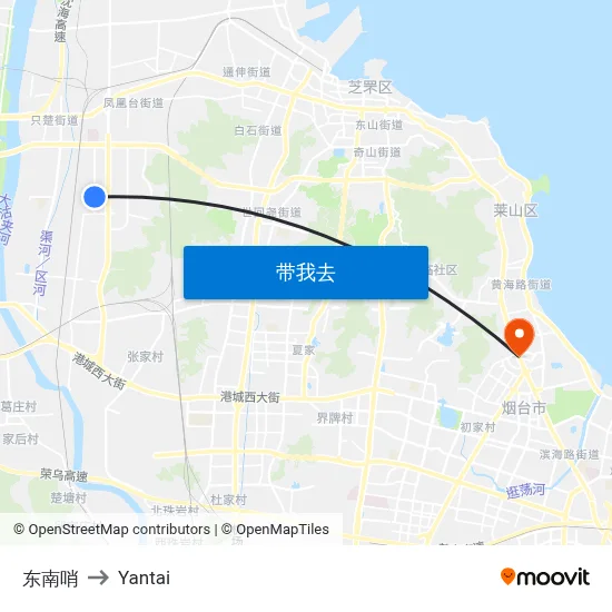 东南哨 to Yantai map