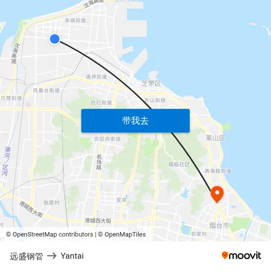 远盛钢管 to Yantai map