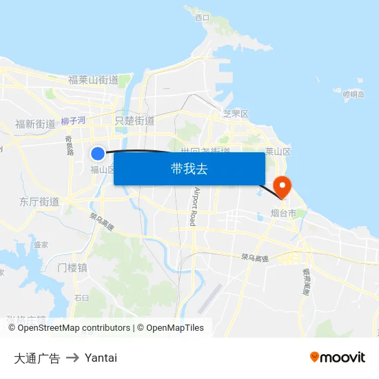 大通广告 to Yantai map