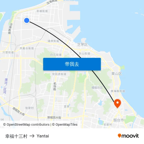 幸福十三村 to Yantai map