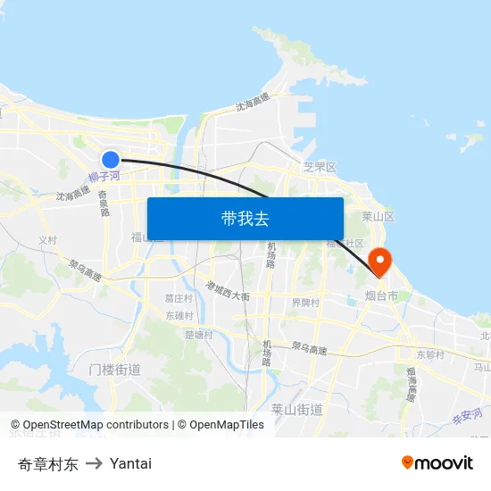 奇章村东 to Yantai map