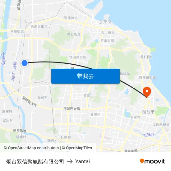 烟台双信聚氨酯有限公司 to Yantai map