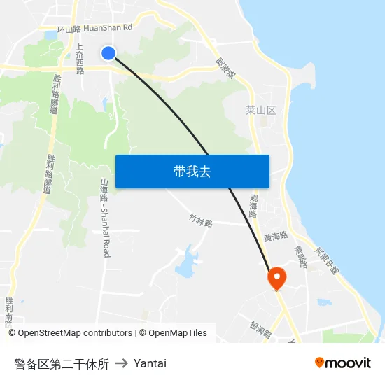警备区第二干休所 to Yantai map