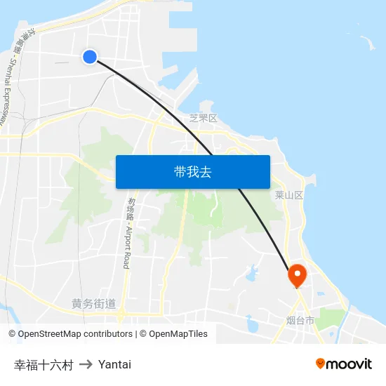 幸福十六村 to Yantai map