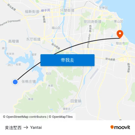 黄连墅西 to Yantai map