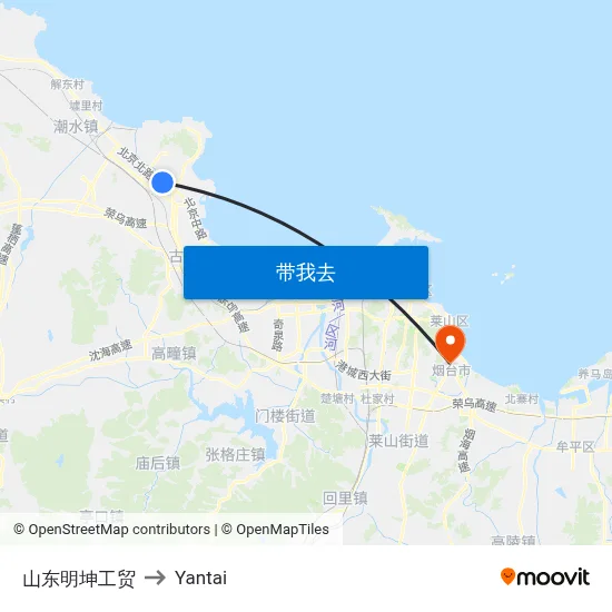 山东明坤工贸 to Yantai map