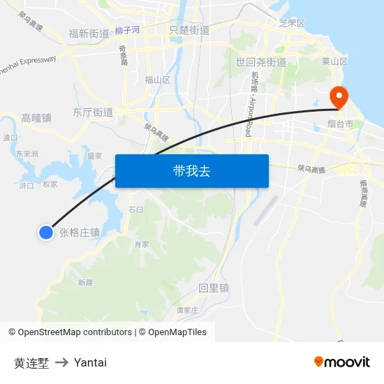 黄连墅 to Yantai map