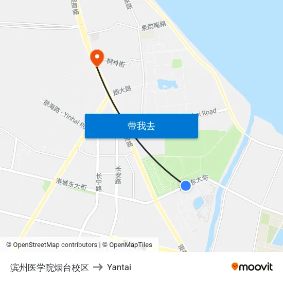 滨州医学院烟台校区 to Yantai map