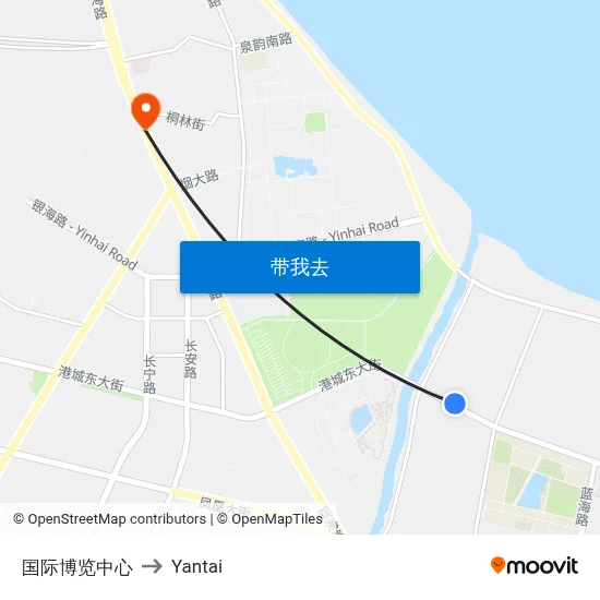国际博览中心 to Yantai map