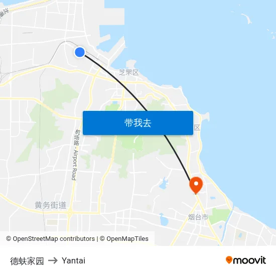 德蚨家园 to Yantai map