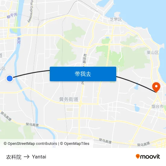 农科院 to Yantai map
