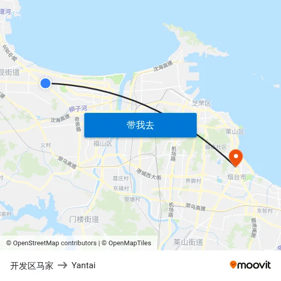 开发区马家 to Yantai map