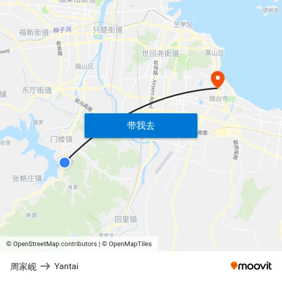 周家岘 to Yantai map
